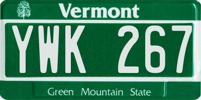VT license plate YWK267