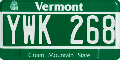 VT license plate YWK268