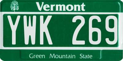 VT license plate YWK269