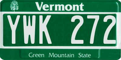 VT license plate YWK272