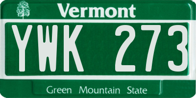 VT license plate YWK273
