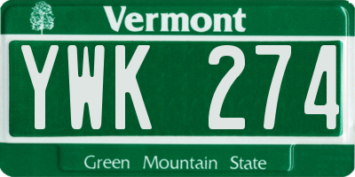 VT license plate YWK274