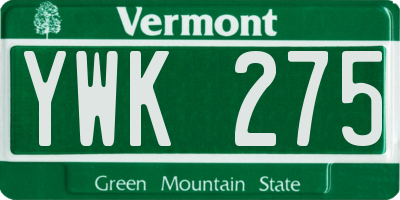 VT license plate YWK275