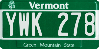 VT license plate YWK278