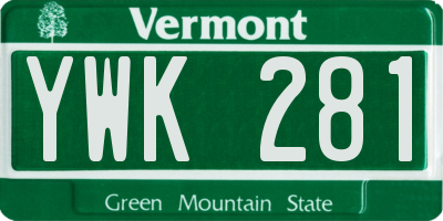 VT license plate YWK281
