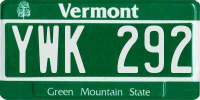 VT license plate YWK292