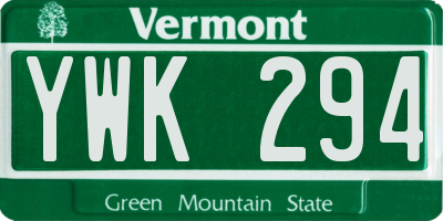 VT license plate YWK294