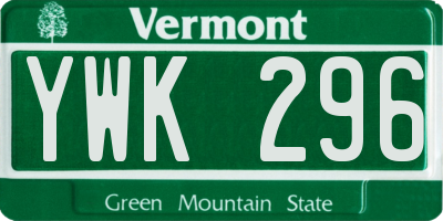 VT license plate YWK296