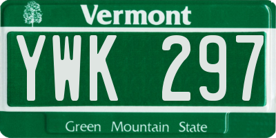 VT license plate YWK297