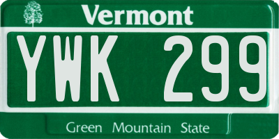 VT license plate YWK299