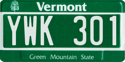 VT license plate YWK301