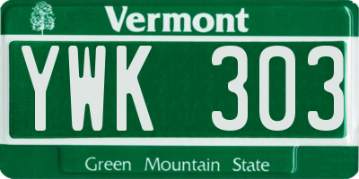 VT license plate YWK303