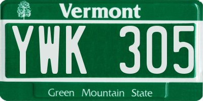 VT license plate YWK305