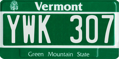VT license plate YWK307