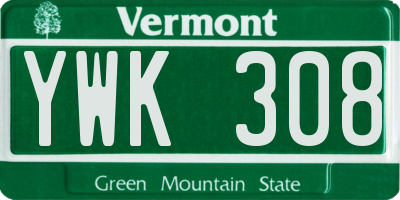 VT license plate YWK308
