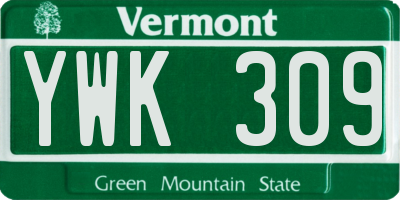 VT license plate YWK309