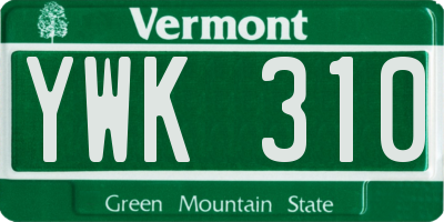 VT license plate YWK310