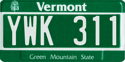 VT license plate YWK311