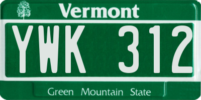 VT license plate YWK312