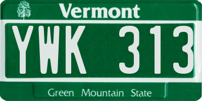 VT license plate YWK313