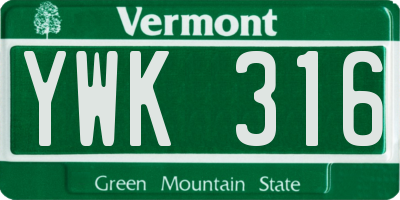 VT license plate YWK316