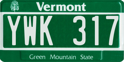 VT license plate YWK317
