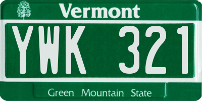 VT license plate YWK321