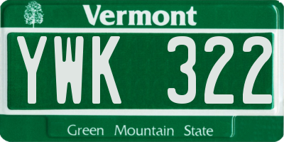 VT license plate YWK322