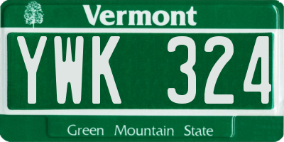 VT license plate YWK324