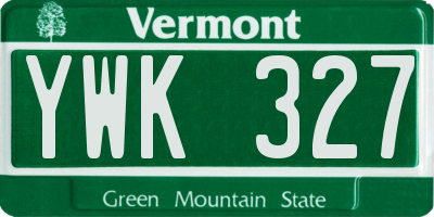 VT license plate YWK327