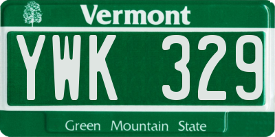VT license plate YWK329