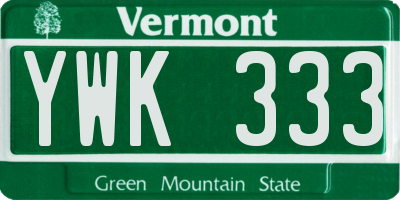 VT license plate YWK333