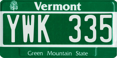 VT license plate YWK335