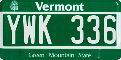 VT license plate YWK336