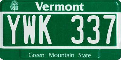 VT license plate YWK337
