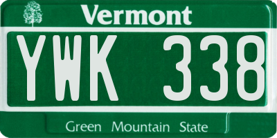 VT license plate YWK338