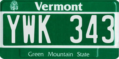 VT license plate YWK343