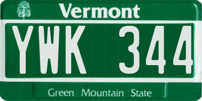 VT license plate YWK344