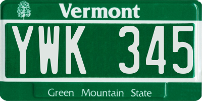 VT license plate YWK345