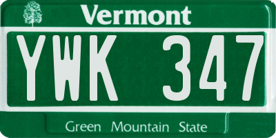 VT license plate YWK347