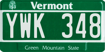 VT license plate YWK348