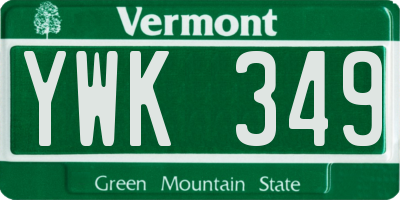 VT license plate YWK349