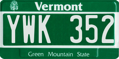 VT license plate YWK352