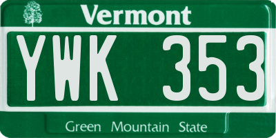 VT license plate YWK353