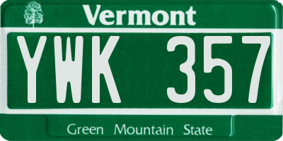VT license plate YWK357