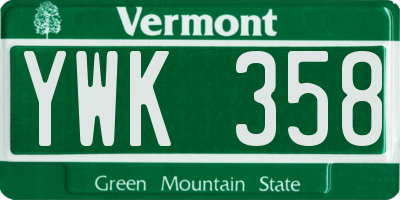 VT license plate YWK358