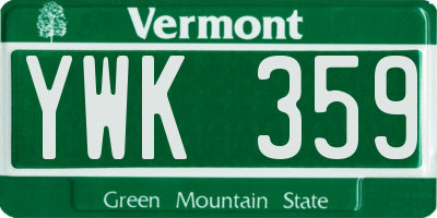 VT license plate YWK359