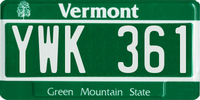 VT license plate YWK361