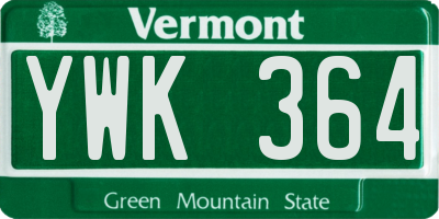 VT license plate YWK364