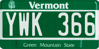 VT license plate YWK366